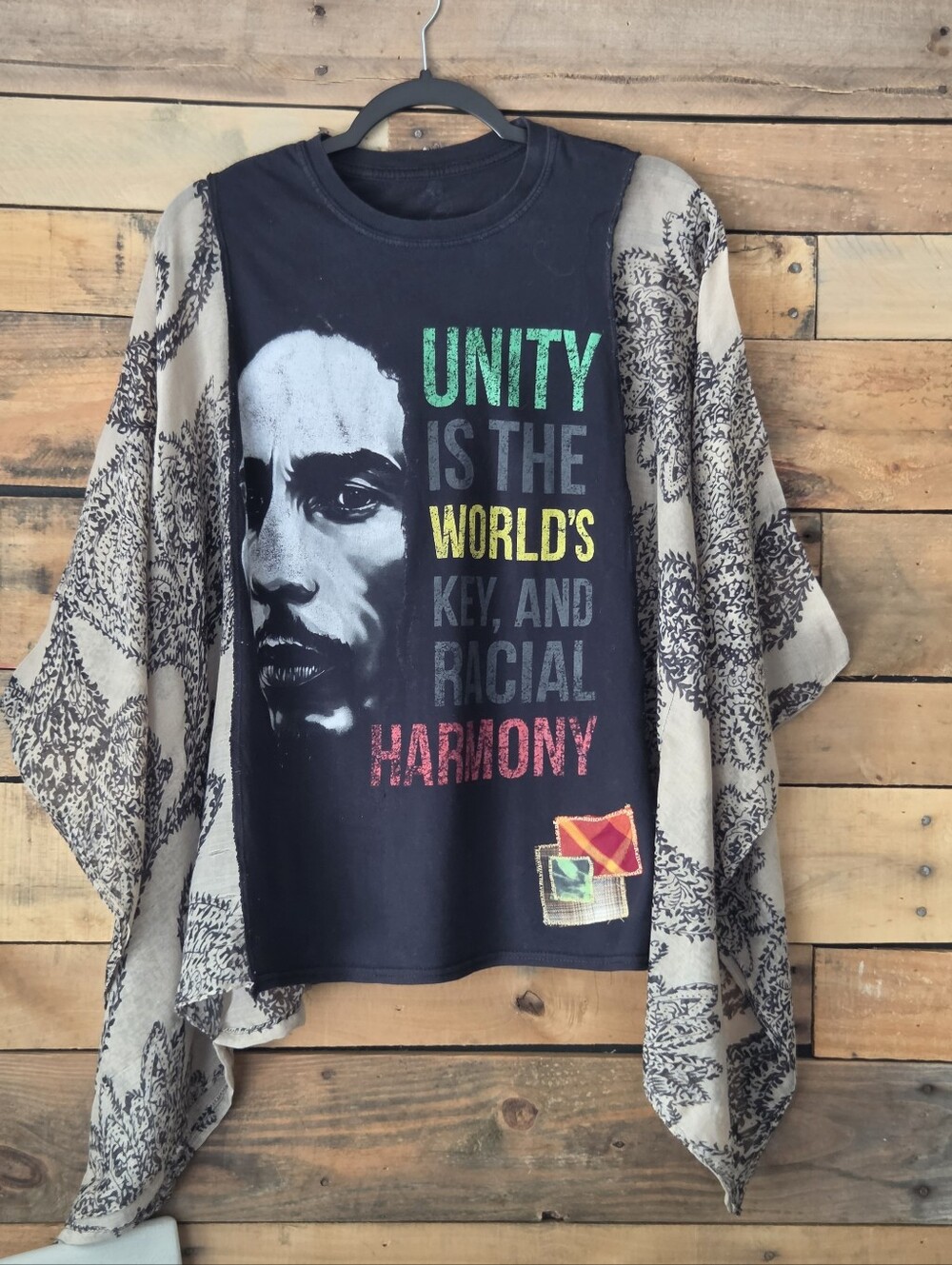 Upcycled Graphic  T-shirt With Bohimian Sleeves
